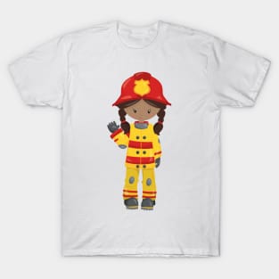 African American Girl, Girl Fireman, Firefighter T-Shirt